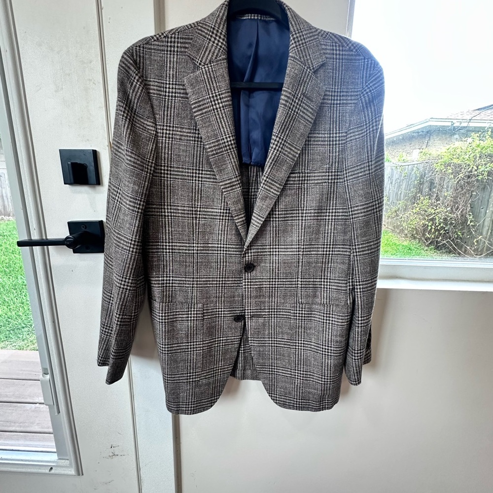 Suitsupply Herringbone Sport Coat Blazer 36s Short Wool Silk Linen
